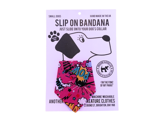Slip on Dog & Cat Bandana - Pink Comic Design