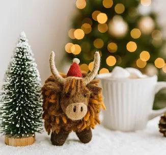 Highland Cow Christmas Decoration by Amica Felt