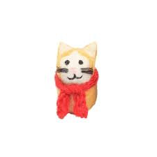 Mini Cat with Hat & Scarf Christmas Decoration by Amica Felt