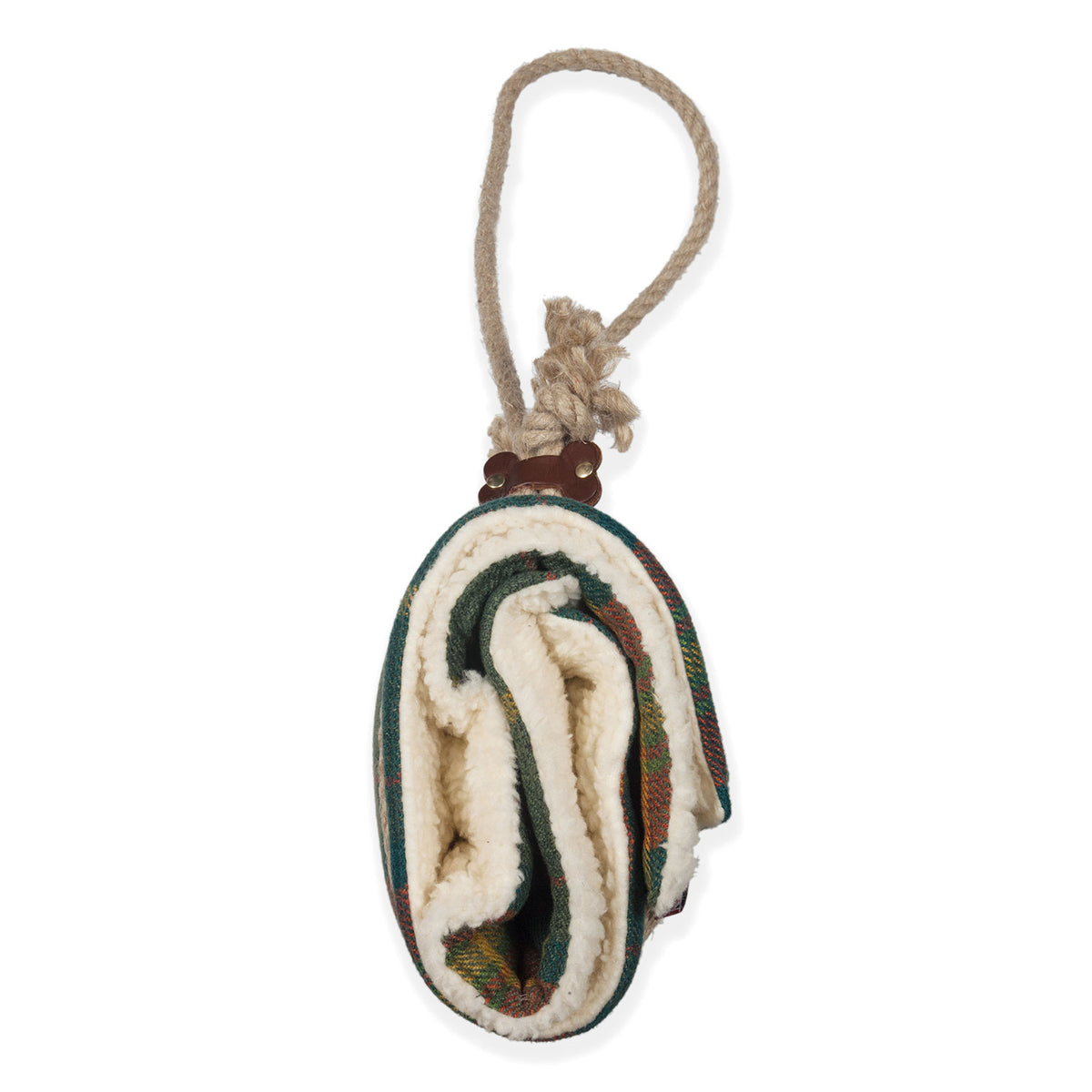 Padded Blanket for Dogs and Cats in Green Tweed and Sherpa Underside