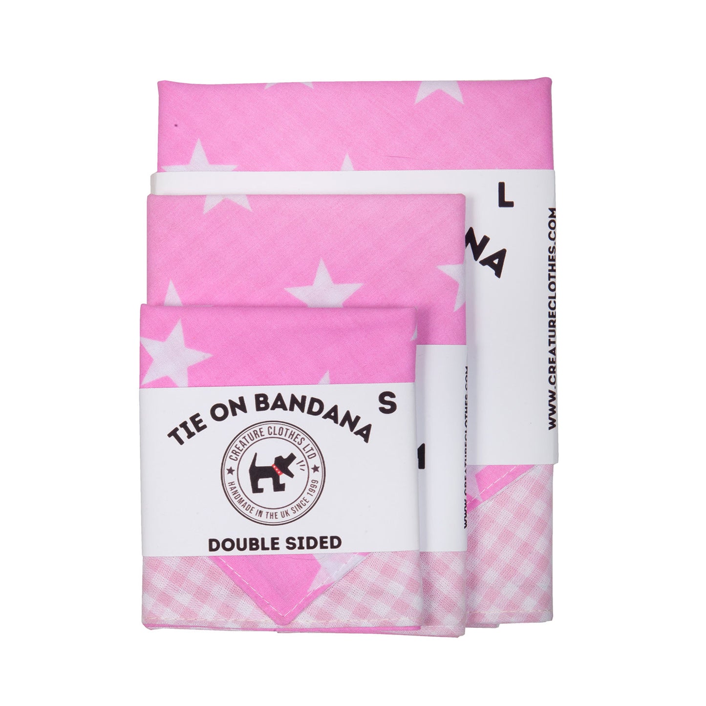 Tie on Dog Bandana - Pink Star / Gingham