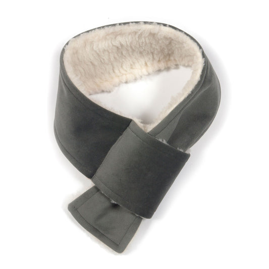 Dog Scarf - Sage Grey Velvet and Sherpa