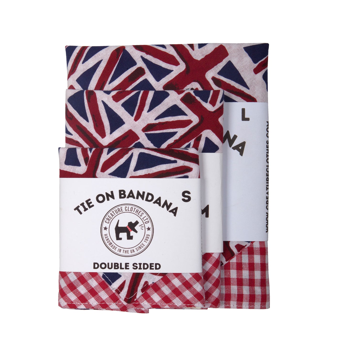 Tie on Dog Bandana - Union Jack Flag and Red Gingham