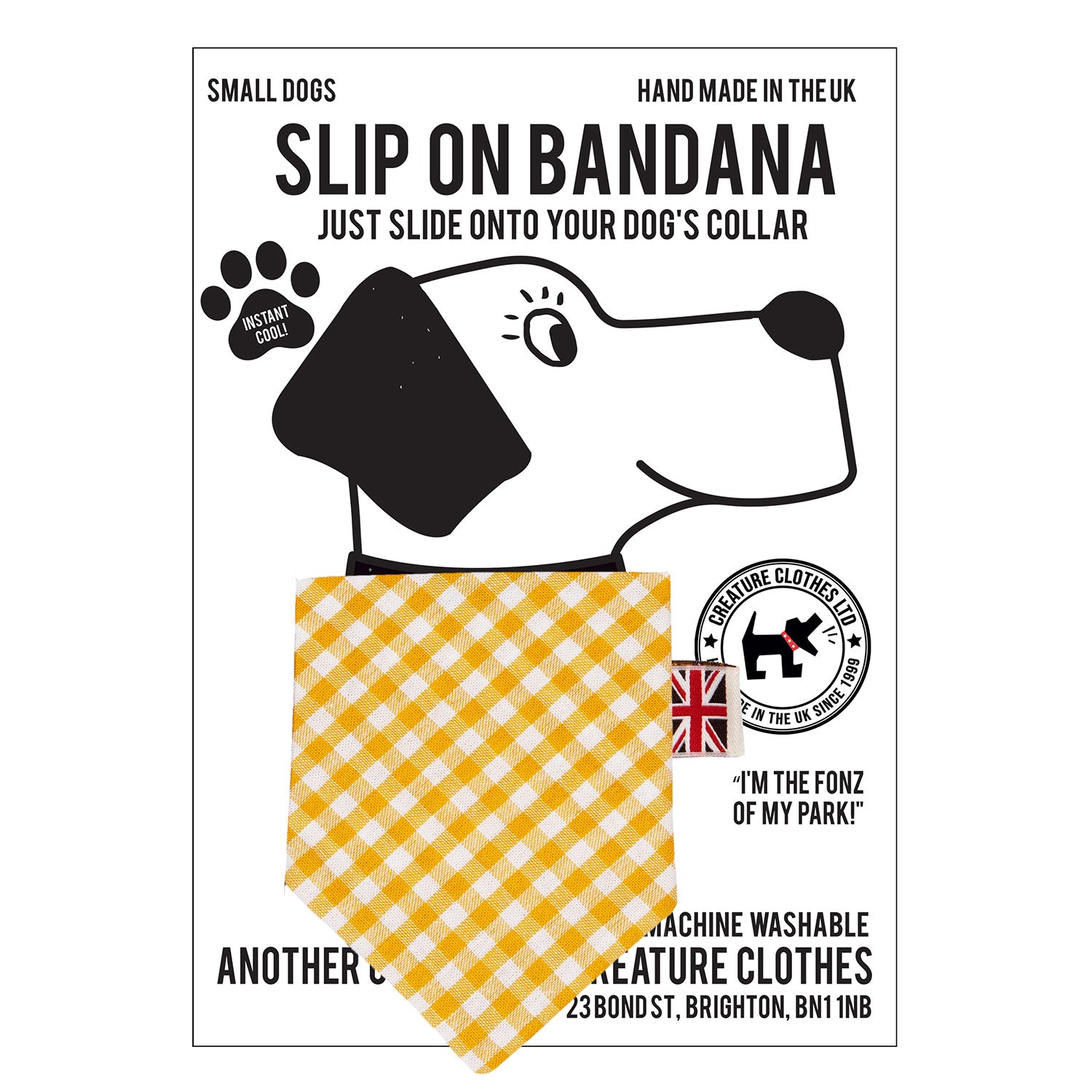 dog bandana, bandanas for dogs, yellow gingham design, dog bandana, slip on collar dog bandana, bandanas for dog collars, Creature Clothes
