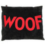 Dog Bed in Black Velvet with Big Red Woof