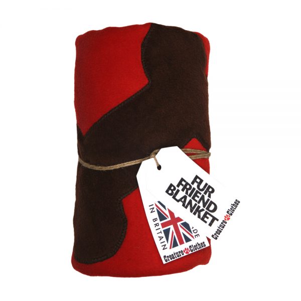 Fur Friend Fleecy Blanket - Bone - Choc on Red