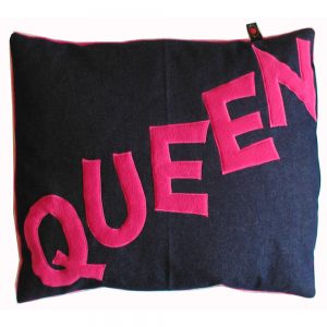 Kids Floor Cushion - Queen - Pink on Denim