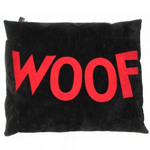 WOOF Dog Bed Cover - Big Old Ladybug WOOF - Red on Black Replacement Cover