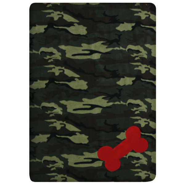 Fur Friend Fleecy Blanket - Bone - Red on Army Camo
