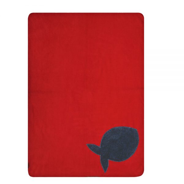 Fur Friend Fleecy Blanket - Fish - Grey on Red