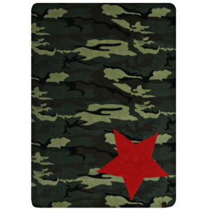 Fur Friend Fleecy Blanket - Star - Red on Army Camo