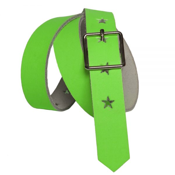 Neon Green Kids Belt with Stars
