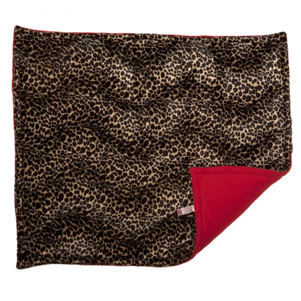 Padded Dog Blanket - Leopard with Red Fleece