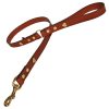 Classic Leather Dog Lead - Tan with Brass Hearts