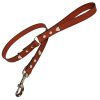 Classic Leather Dog Lead - Tan with Silver Hearts
