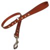 Classic Leather Dog Lead - Tan with Silver Stars