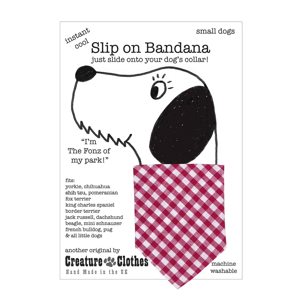 DOG BANDANAS NECKERCHIEF slide on collar handmade Pink Gingham MEDIUM