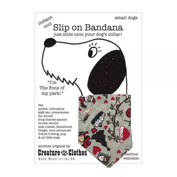 Slip on Dog Bandana with Santa Print