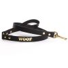 Leather Embossed WOOF Dog Lead - Black with Gold