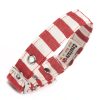 Vegan Fabric Red & White Stripe Dog Collar