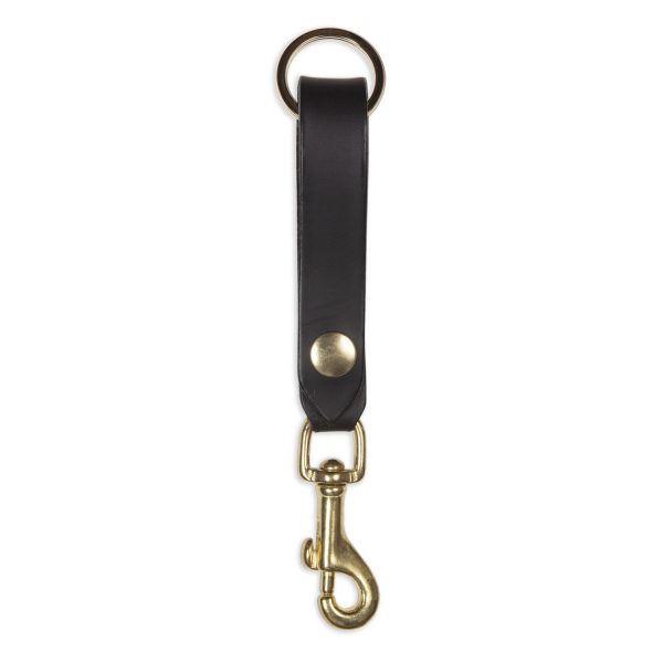 Key Tag with Clip Black Leather
