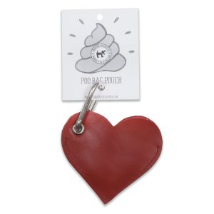 Dog Poo Bad Pouch Red Leather heart