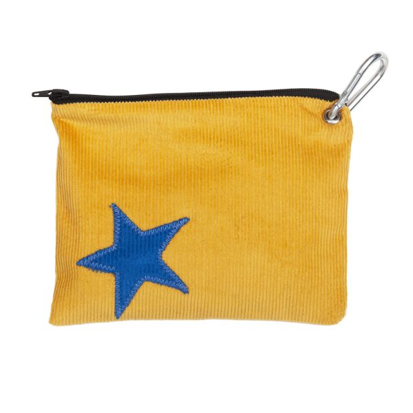 Dog treats pouch blue star on yellow cord