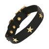 Black Leather Dog collar with brass stars