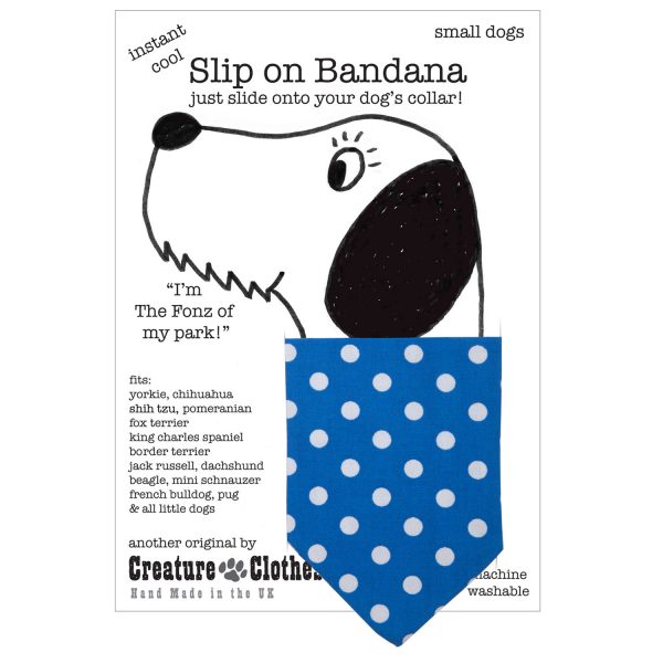 Slip on dog bandana dotty blue