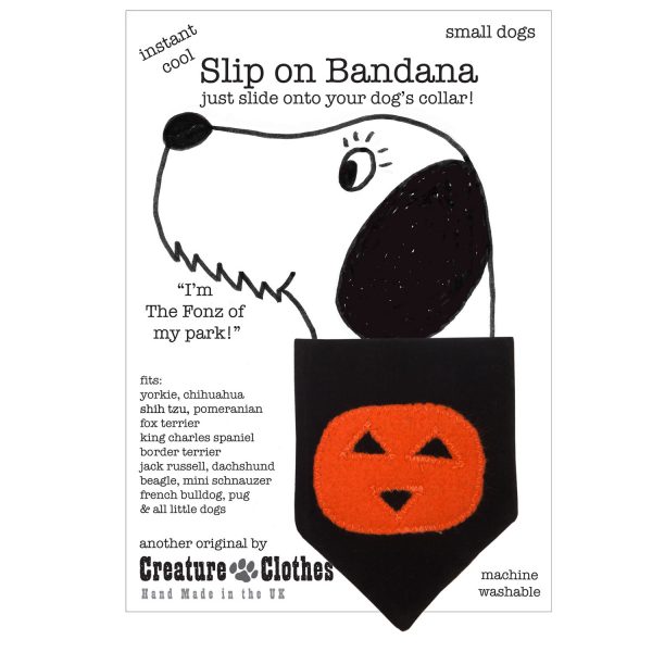 Slip on Dog bandana with Halloween pumpkin