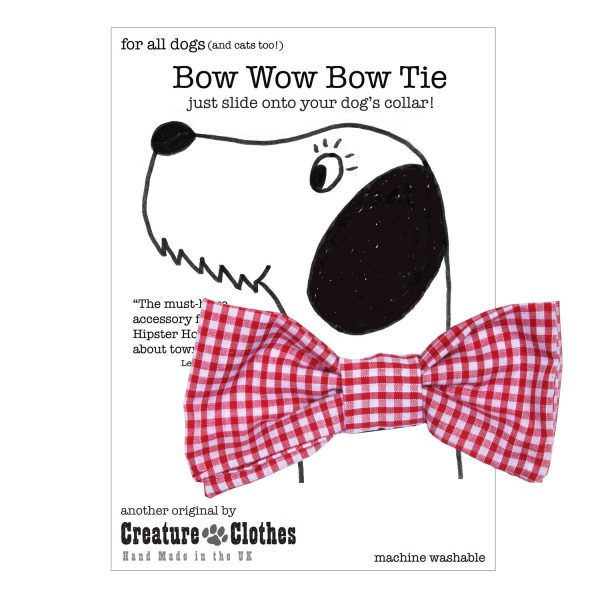 Red gingham slip on dog bow tie