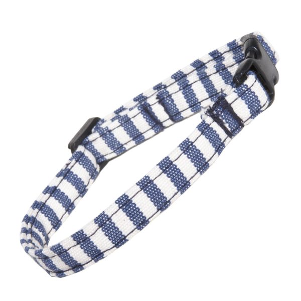 Blue and White stripe Cat Collar