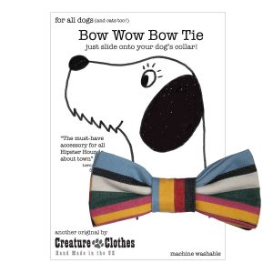Pink Deckchair Striped dog Bow Tie