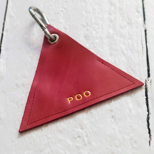 Red Leather poo pouch embossed with poo