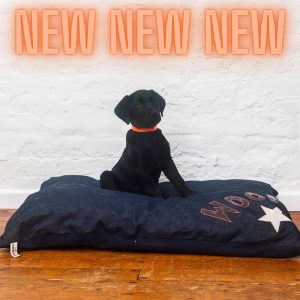 Dog Bed Denim Woof and Star